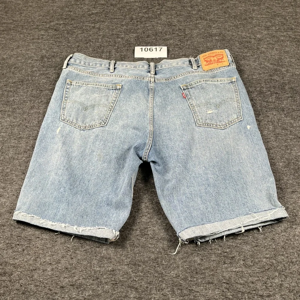 Levi's 511 Shorts Mens 42 Blue Denim Light Wash Distressed Frayed Cuffed Hem
